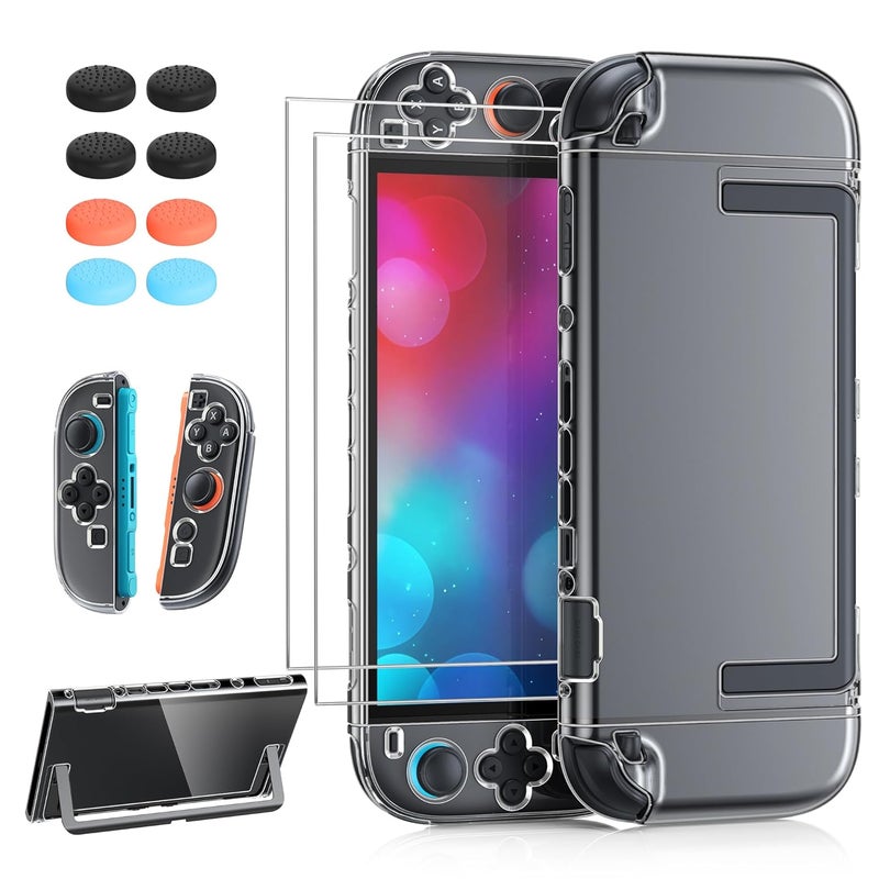 FYOUNG Upgrade Switch 2 Protective Case&Screen Protector Set, Dockable Cover Hard Shell for Nintendo Switch 2 2025 Console Accessories,Travel-Friendly,Kickstand Cutouts(Clear, for Switch 2 7.9inch) - Image 1